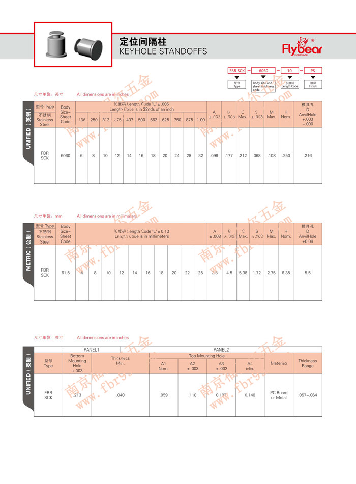 不锈钢定位间隔柱FBR SCK型