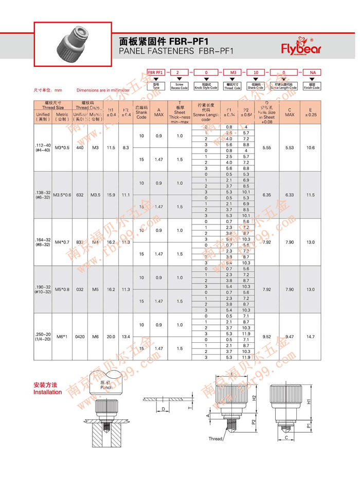 FBR-PF1型压铆式弹簧螺钉